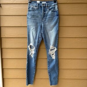 Good American Good Waist Skinny Distressed Jeans Size 26/2